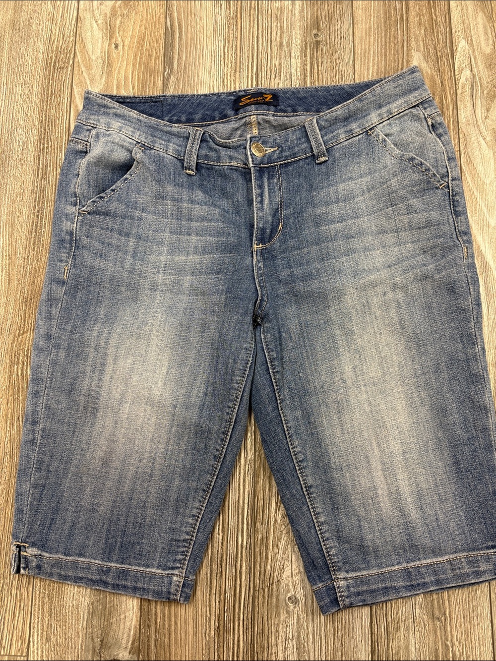 Seven7 Women’s Light Blue Long Denim Shorts